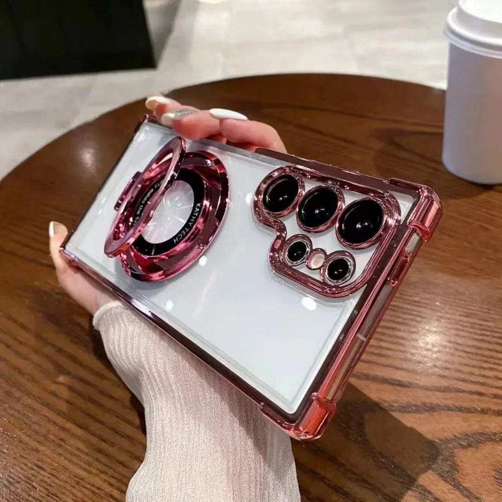 Transparent Airbag Drop-resistant Bracket Magnetic Phone Case for Samsung - Viexta