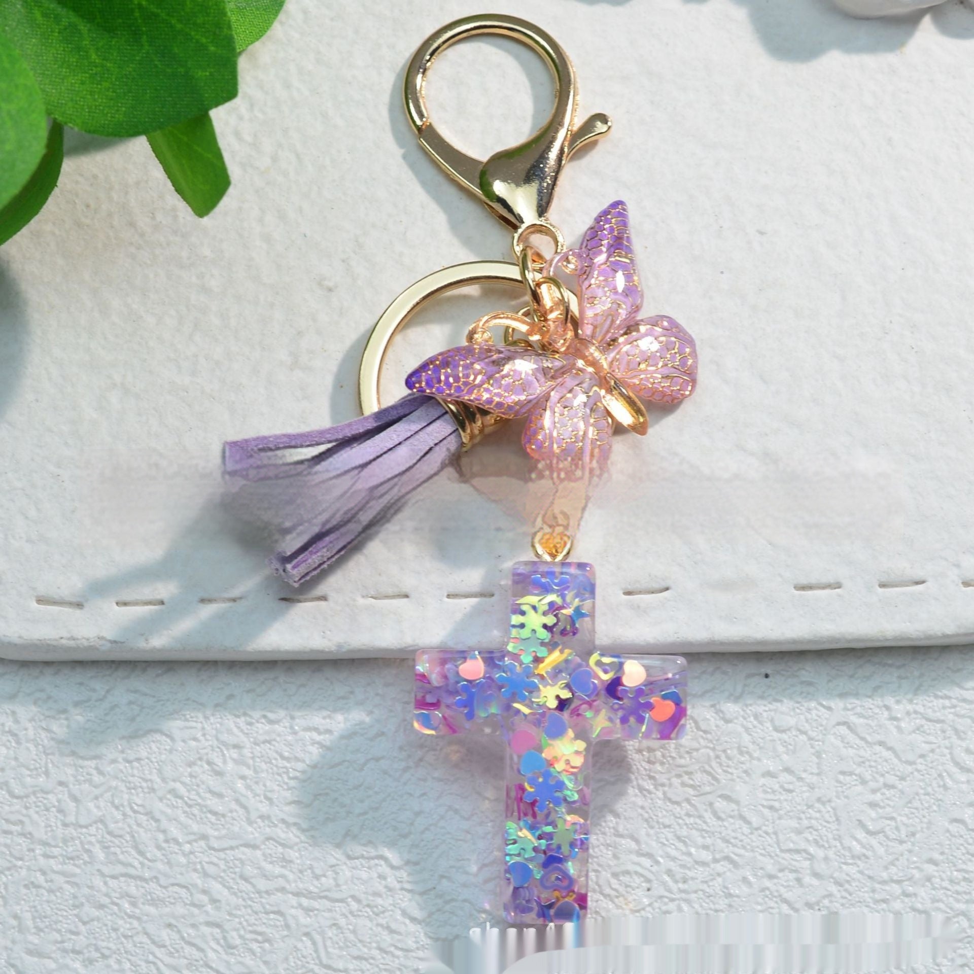 Resin Epoxy Cross Bag Hanging Ornament