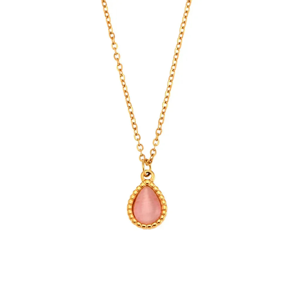 Minimalistic Water Drops Opal Necklace Set - Viexta
