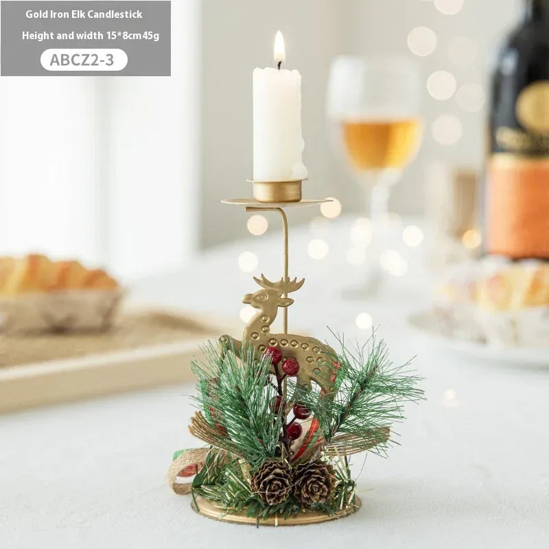 christmas-candlestick-golden-wrought-iron-window-decoration - Viexta