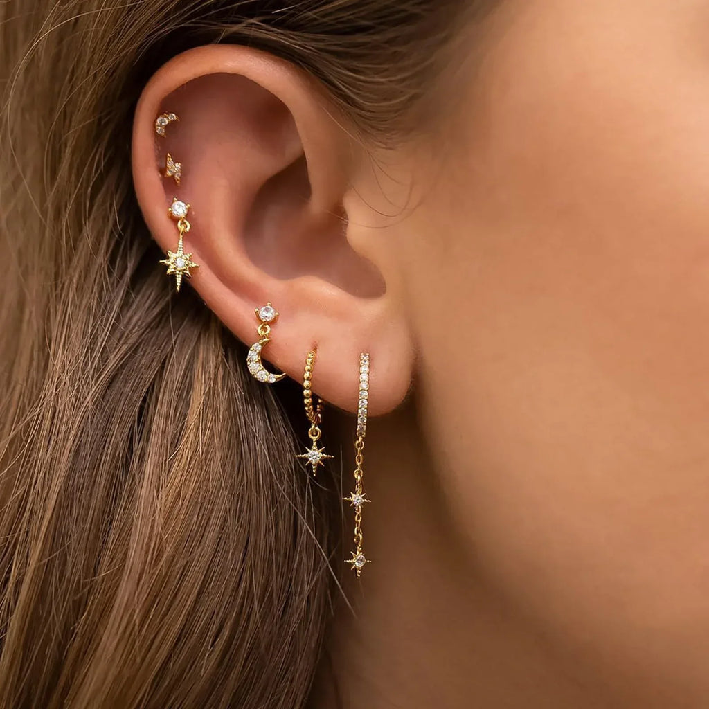14k 6piece Women's Ear Stud Set - Viexta