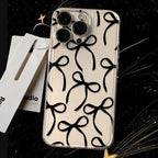 black-ribbon-bow-light-luxury-transparent-soft-iphone-case - Viexta