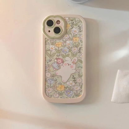 Fashion Green Flower Rabbit iPhone Case