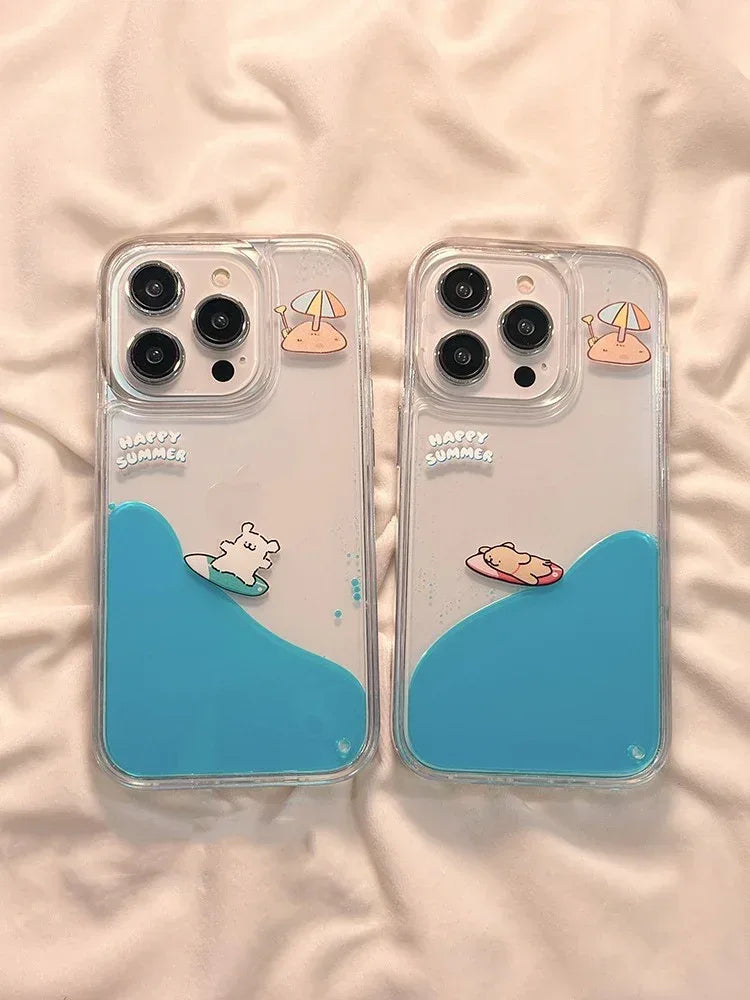 Cute Animal Surfing Drop-resistant iPhone Case - Viexta