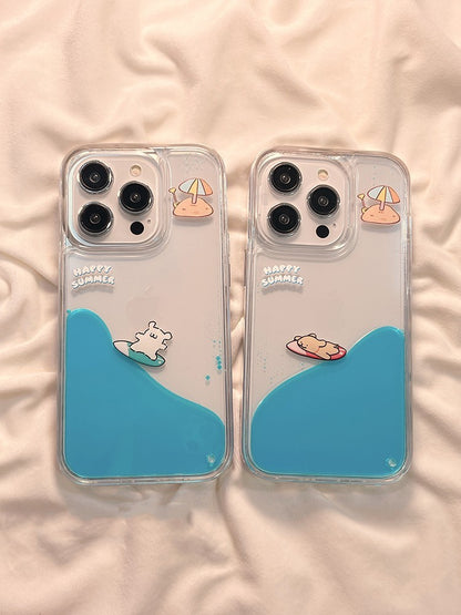 Cute Animal Surfing Drop-resistant iPhone Case