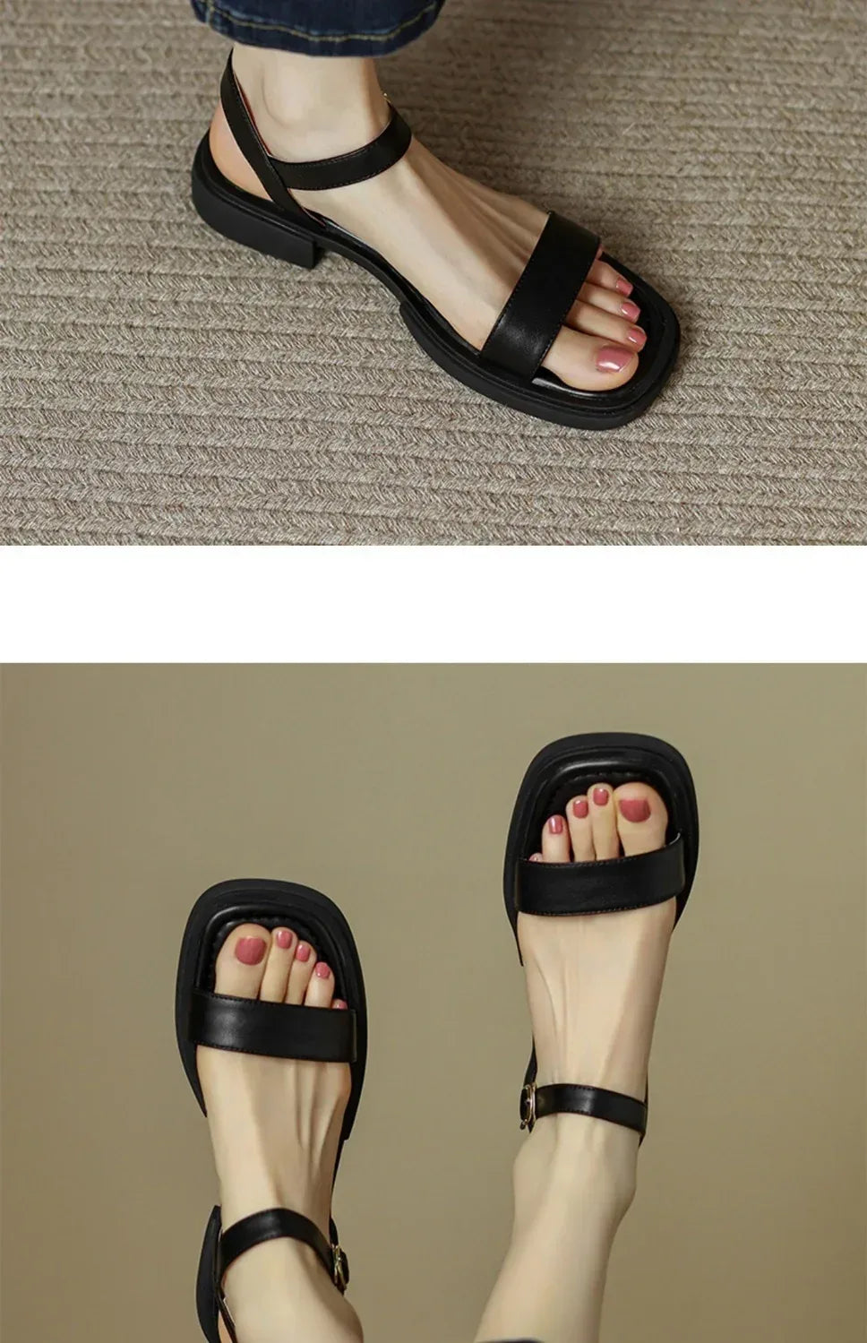 Summer Flat Soft Sole Leather French Sandals - Viexta