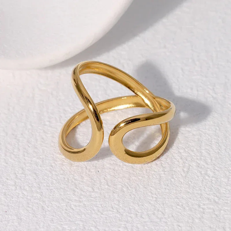 Minimalistic Personalized Gold-plated Open Ring - Viexta