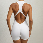 Zippered Yoga Fitness Shorts Jumpsuit Shapewear