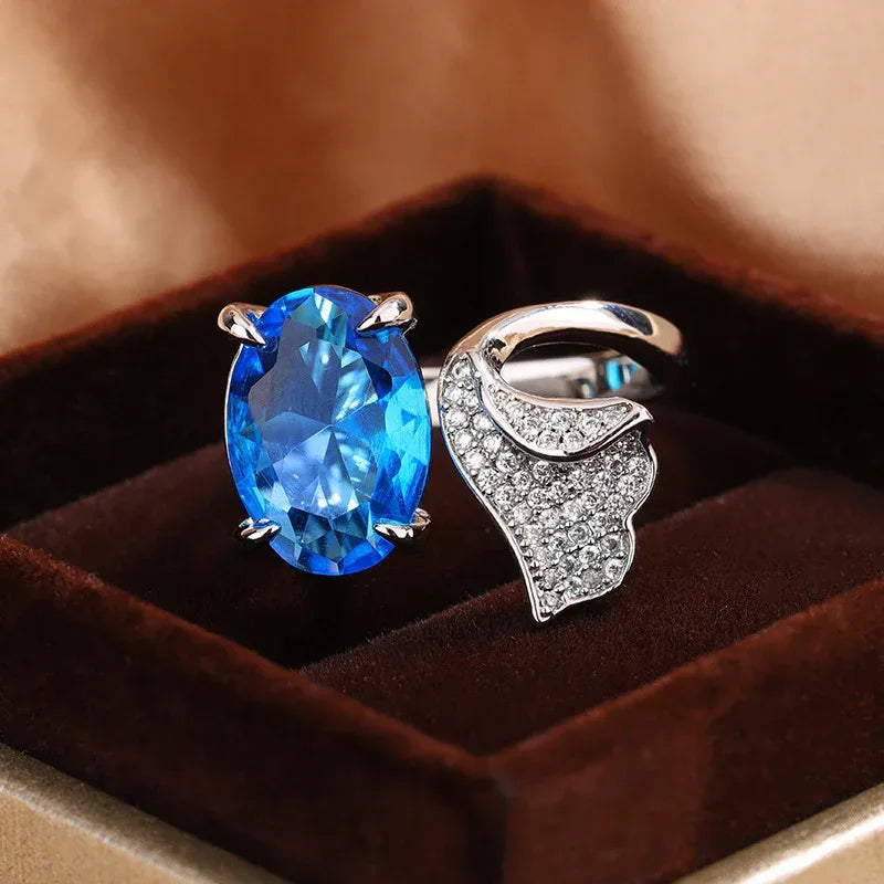 Tan Sang Blue Water Drop Pear Ring - Viexta