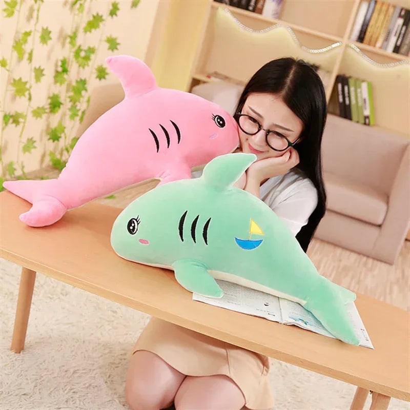 Feather Soft Body Shark Shape Doll Pillow - Viexta