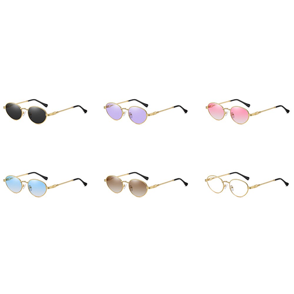Gold metal oval sunglasses