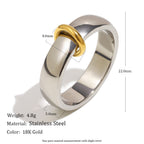 Stainless steel plated 18K gold open ring plain ring for women
