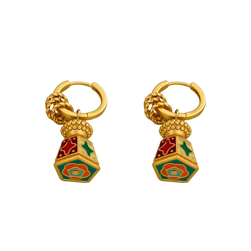 Enamel Oil-Drip Earrings for Women