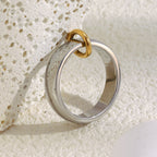 Stainless steel plated 18K gold open ring plain ring for women