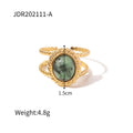Natural Stone African Turquoise Agate Rope Sun Rings