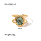 Natural Stone African Turquoise Agate Rope Sun Rings