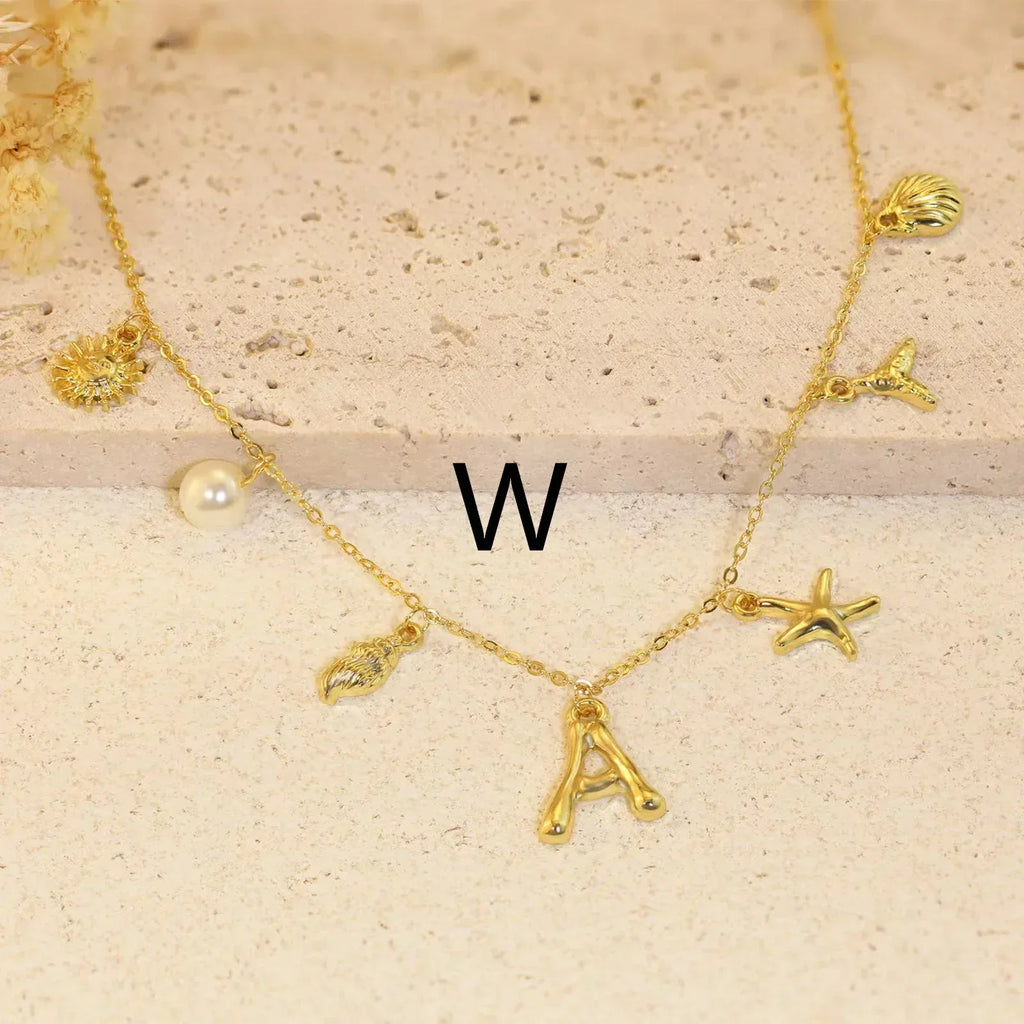 26 Alphabet Starfish Shell Necklace - Viexta
