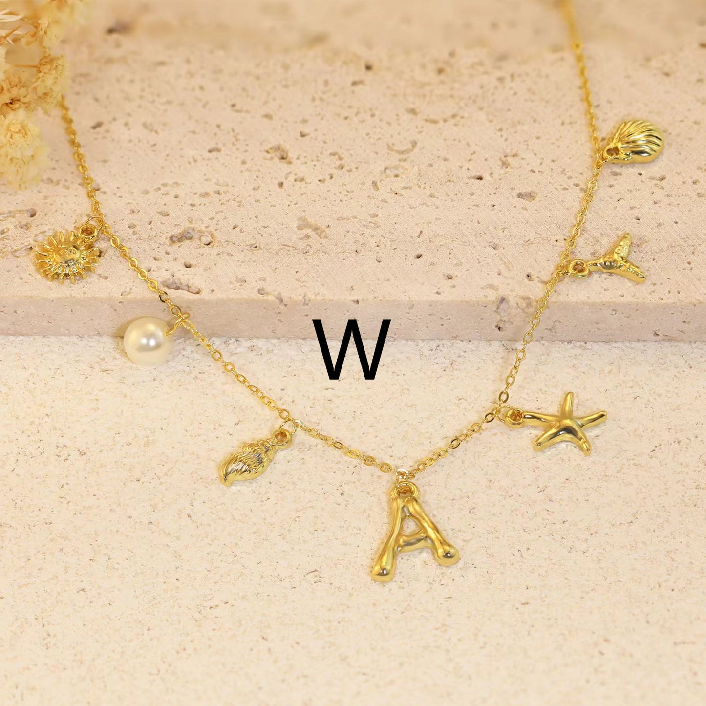 26 Alphabet Starfish Shell Necklace