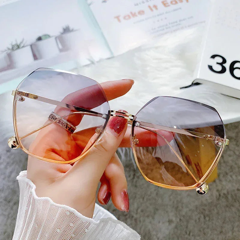 Women's Rimless Cutting Sunglasses - Viexta