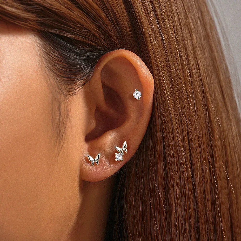 925 Sterling Silver Butterfly Star Devil's Eye Set - Viexta