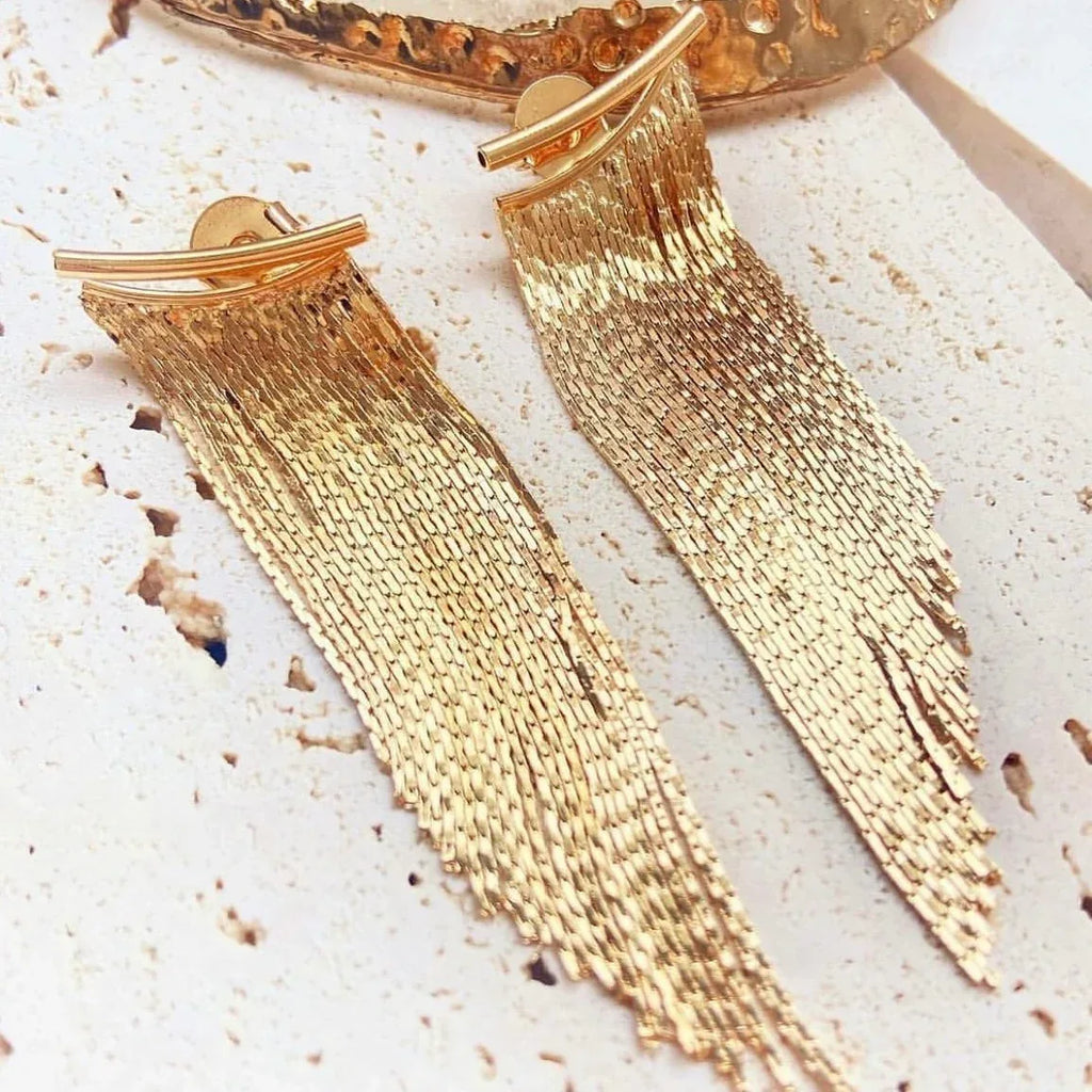 gold-tassel-long-earrings - Viexta