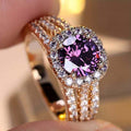 Micro-pave Zircon Three-tier Ring