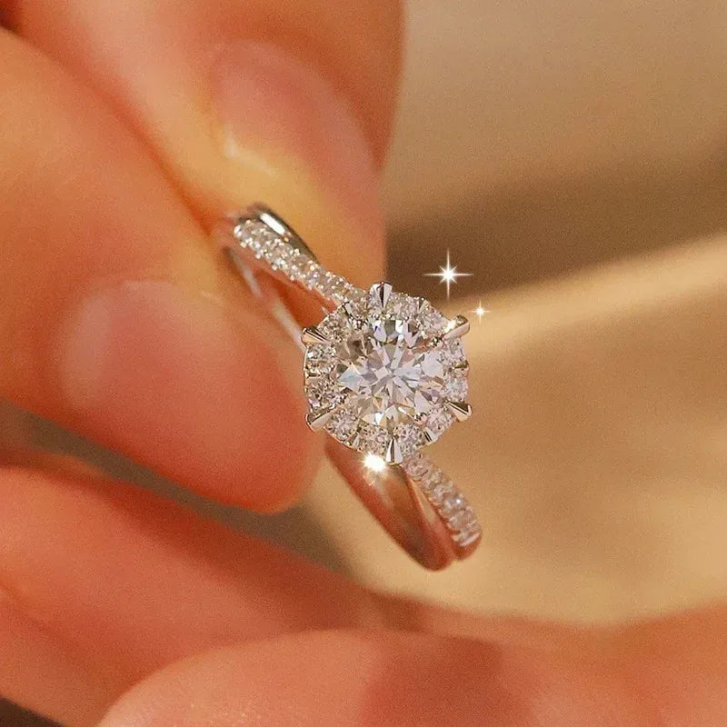 Women's Woven Moissanite Sterling Silver Ring - Viexta