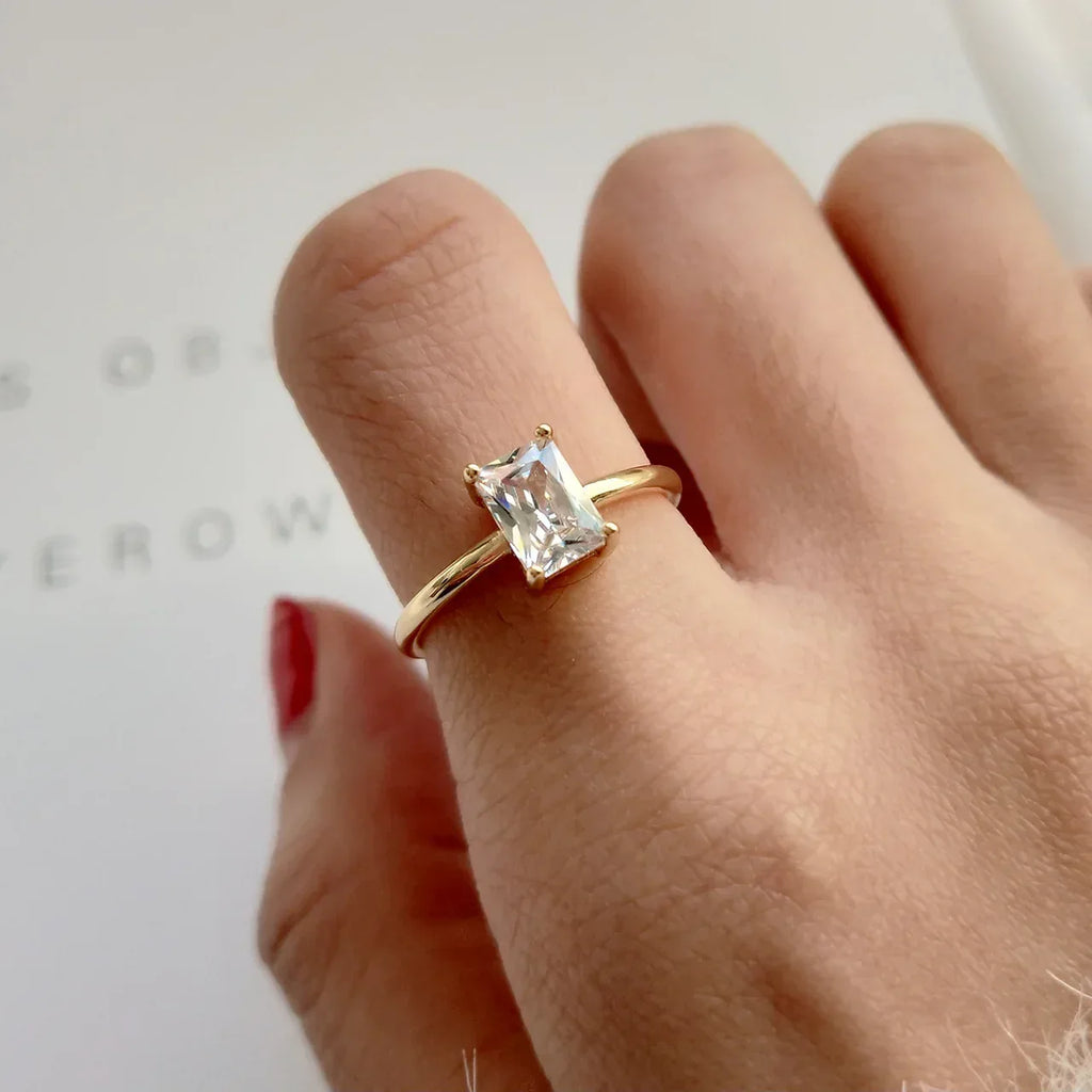 Sterling Silver Square Diamond Ring - Viexta