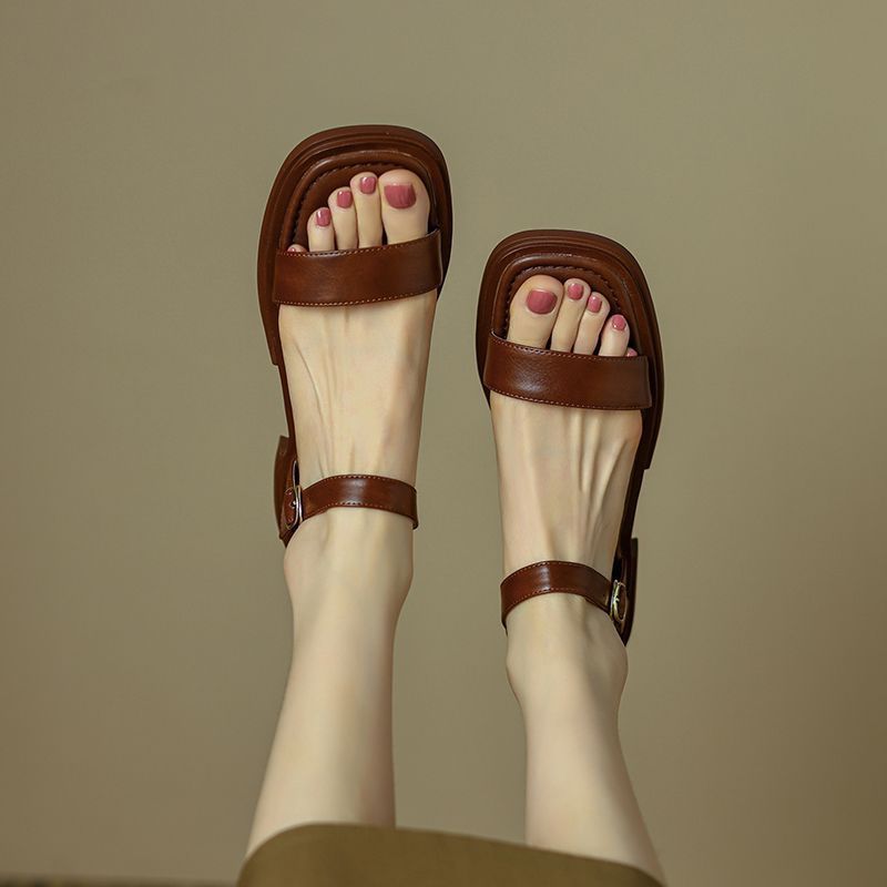 Summer Flat Soft Sole Leather French Sandals