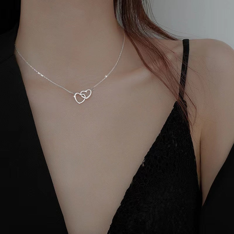 Cold Peach Double Heart Necklace