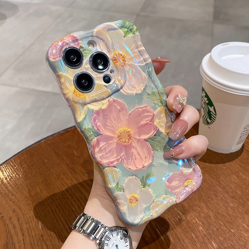 Drop-resistant Oil Painting Flower Soft Silicone iPhone Case