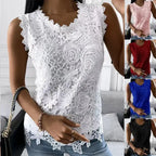 Flowers Lace Women Summer Tops - Viexta