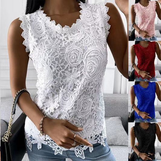 Flowers Lace Women Summer Tops