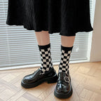 Black-and-white Houndstooth Wool Socks