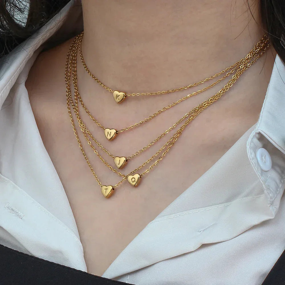 18k-heart-initial-gold-necklace - Viexta
