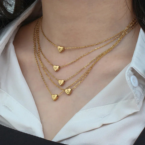 18k-heart-initial-gold-necklace - Viexta