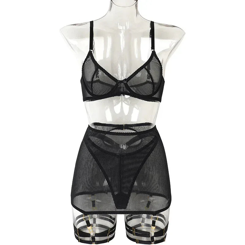 womens-striped-mesh-lingerie - Viexta