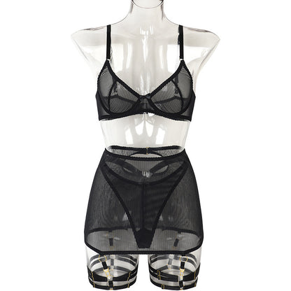 Women's Striped Mesh Lingerie