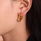 Heart-shaped Stainless Steel 18K Gold-plated Light Luxury Earrings - Viexta