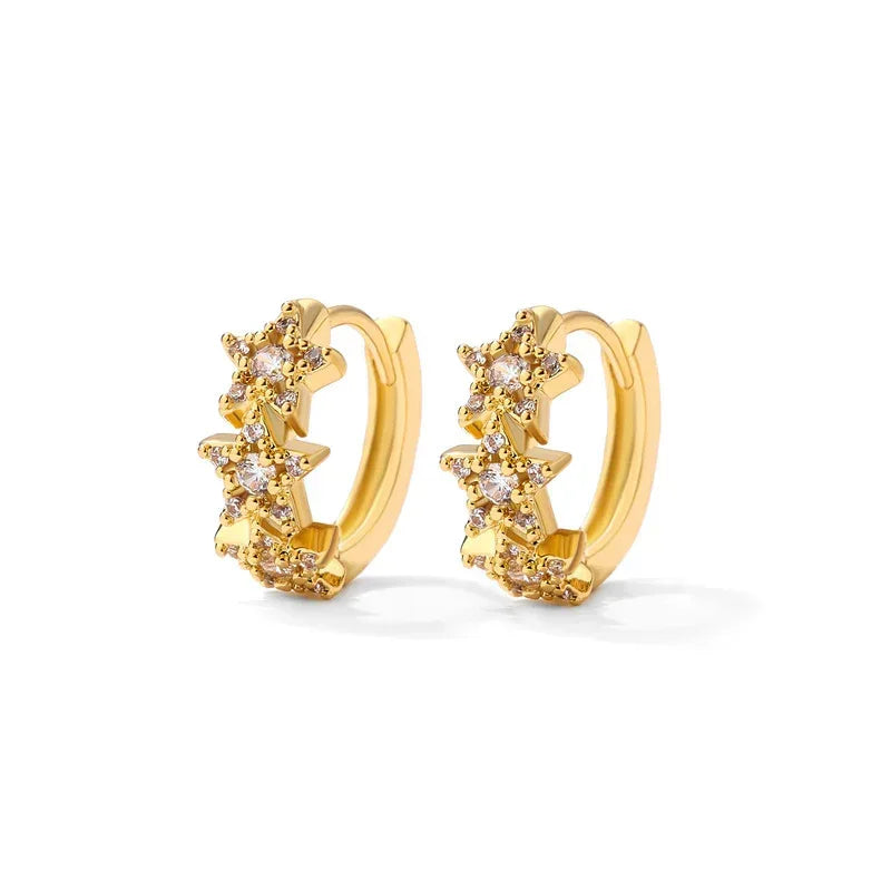 Hexagon Zircon-embedded Earrings - Viexta