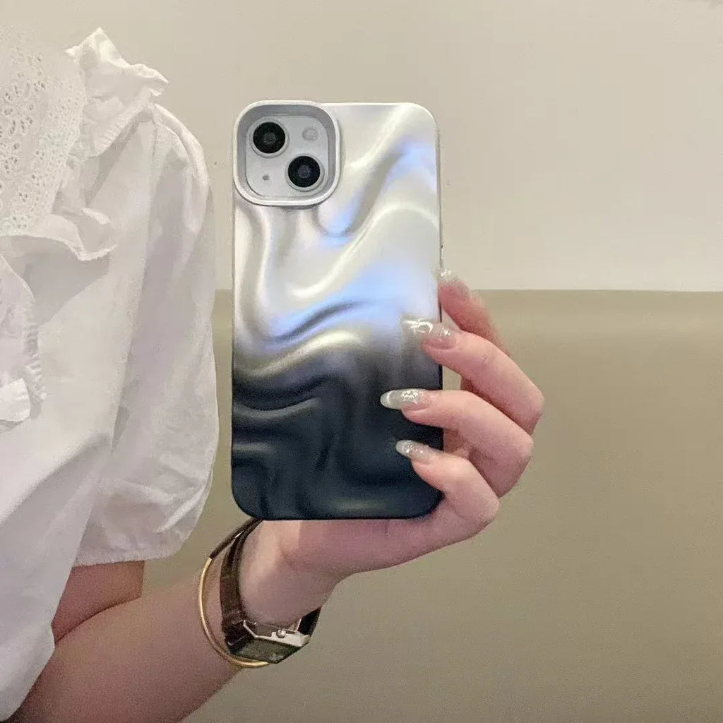 silver-black-water-ripple-three-dimensional-iphone-case - Viexta