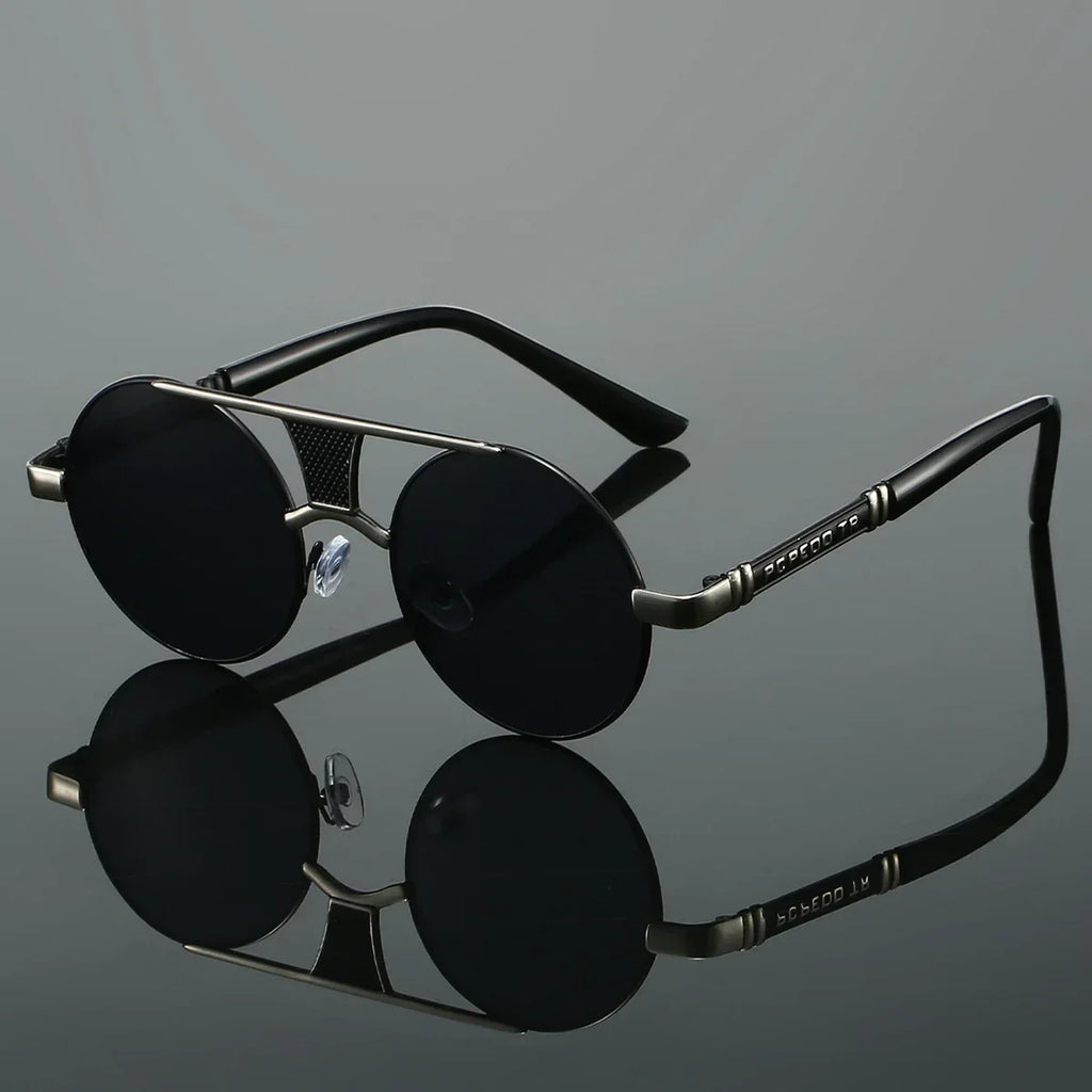 Men's Double Beam Round Frame Sunglasses - Viexta