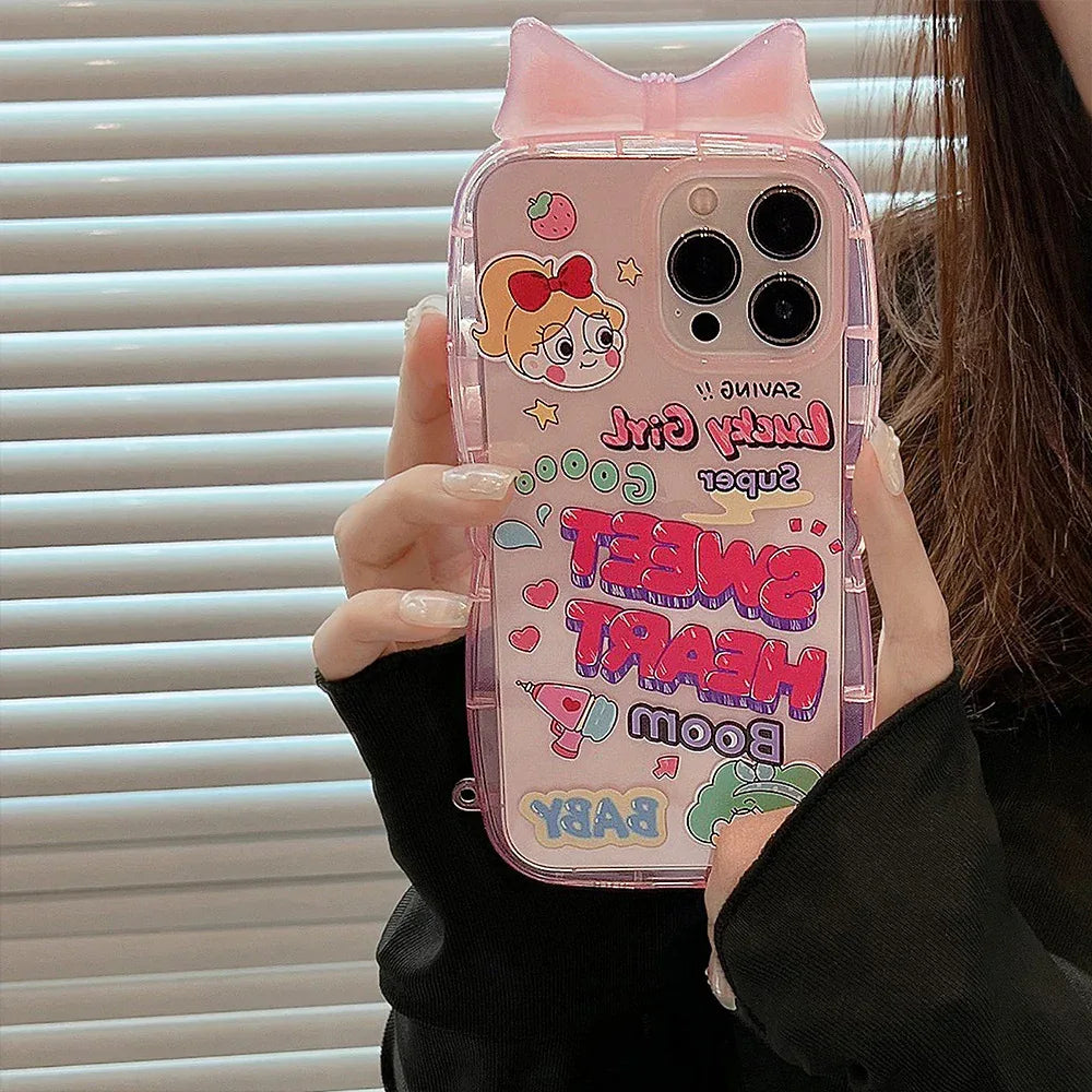 Girl Bowknot Silicone iPhone Case with Charm - Viexta