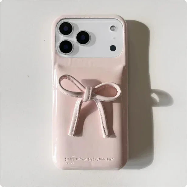 French-style Instagram 3D Solid-color Bow iPhone Case - Viexta