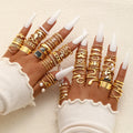 69 pieces Pearl Leaves Hollow Heart-shaped Ring - Viexta