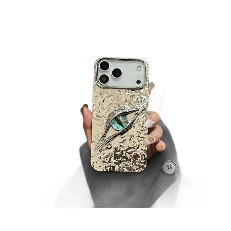 High-grade Electroplated Tin Paper Pattern Stereo Eyes iPhone Case - Viexta
