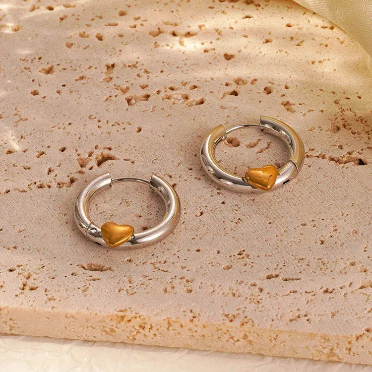 Round Gold Love Earrings - Viexta