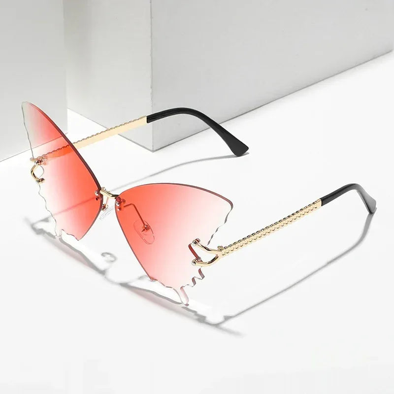 Butterfly Fashion Large Rim Gradient Color Sunglasses - Viexta