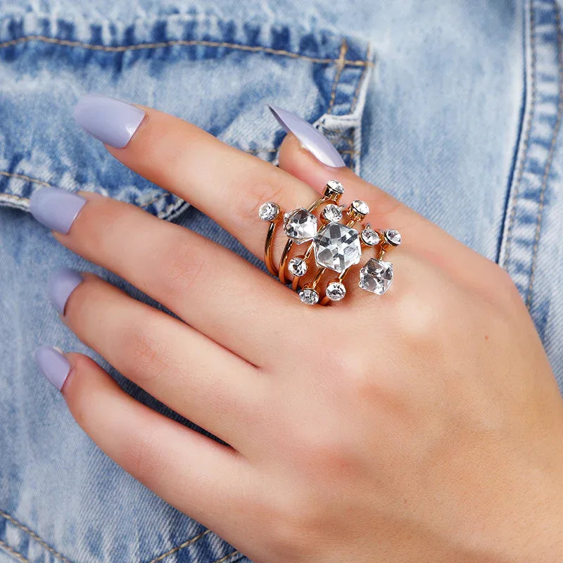 Boho Stackable Gemstone Rings Set