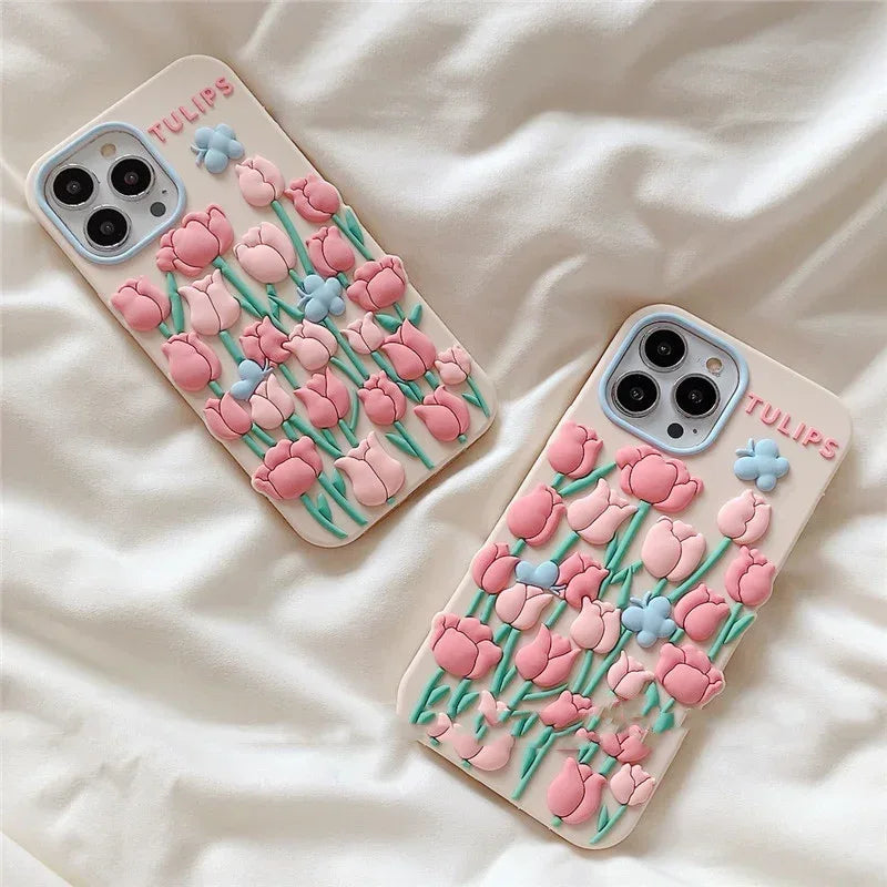ins-tulip-flower-butterfly-iphone-case - Viexta
